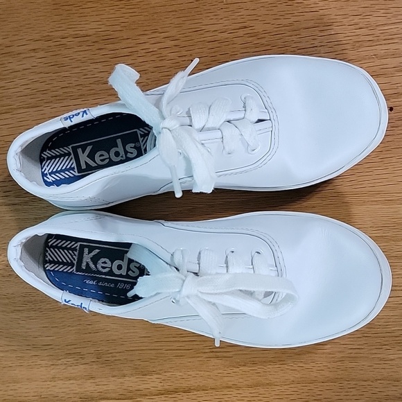Girls Keds Champion Leather Sneakers, White, 11.5W, New-Slight Defect - Picture 7 of 16